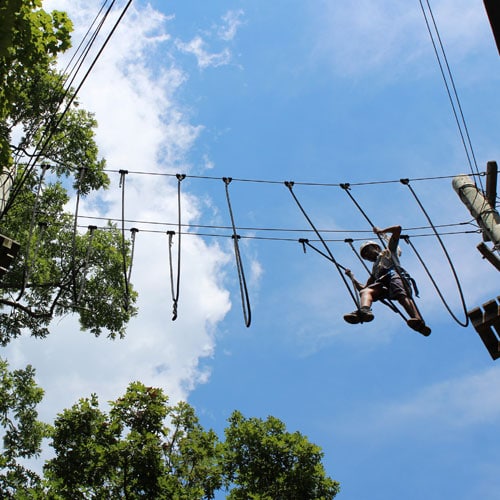 A young man on High rope course